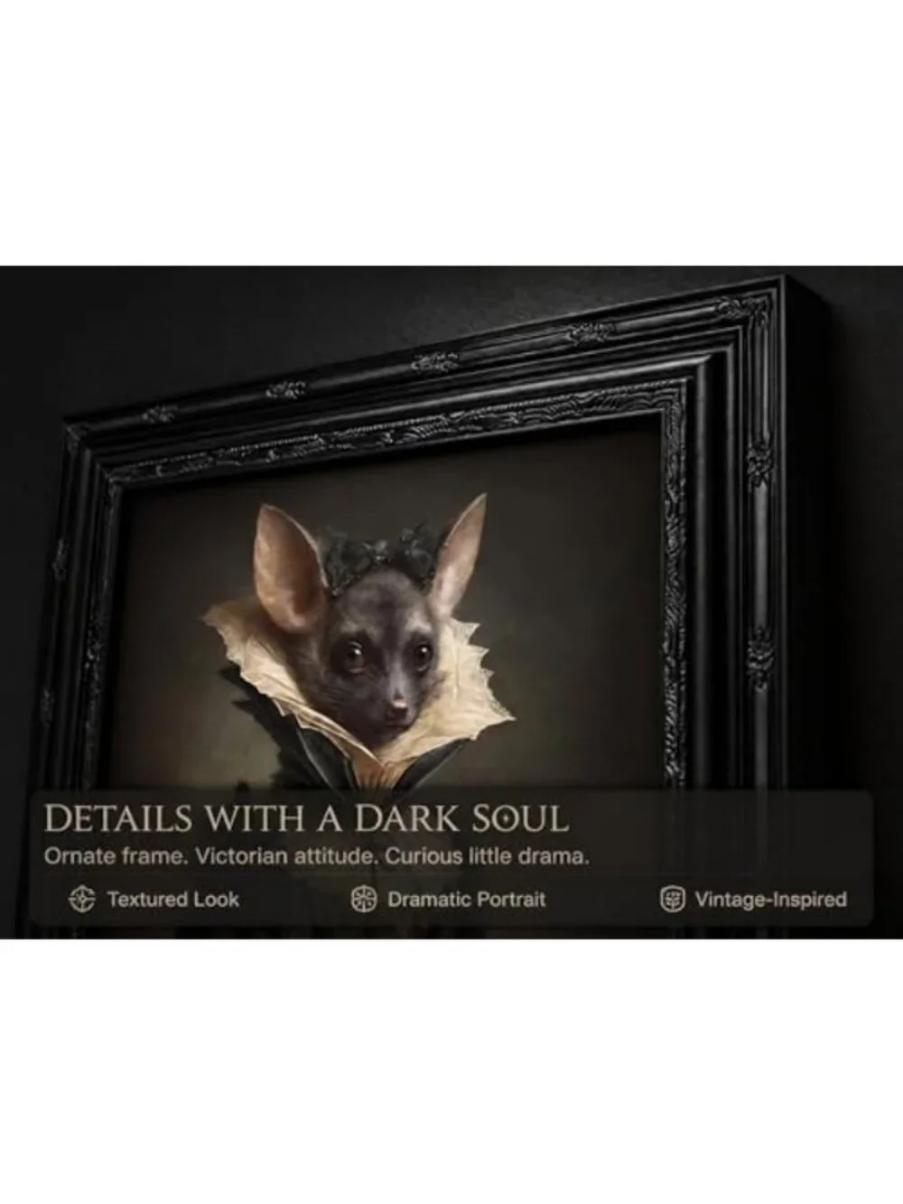Vintage Gothic Bat Framed Wall Art | Victorian Style Animal Prints Decor